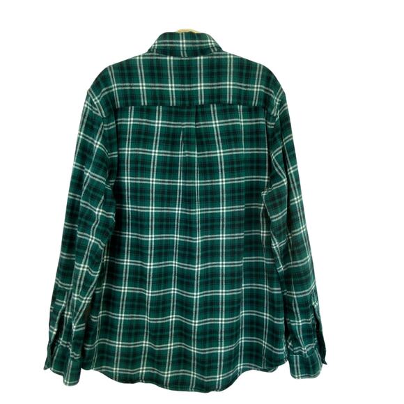 Chaps Performance Flannel Shirt Men L Green Windowpane Plaid Button Down Outdoor - Picture 3 of 8